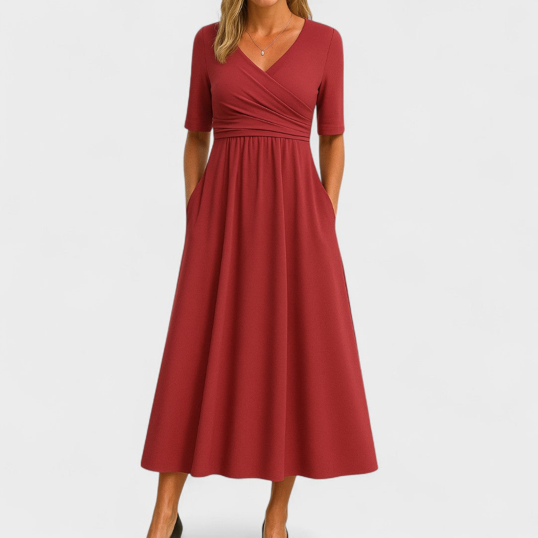 Women's Wrap Front Maxi Dress with Pockets