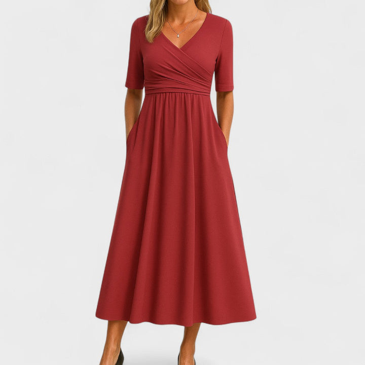 Women's Wrap Front Maxi Dress with Pockets