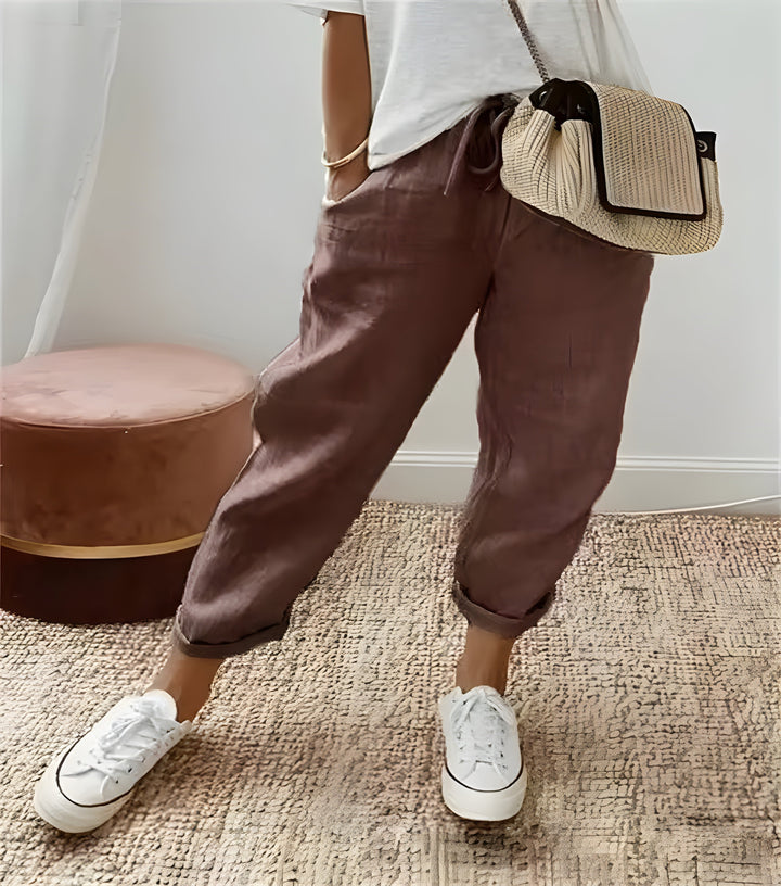 Elara | Relaxed Drawstring Linen Pants