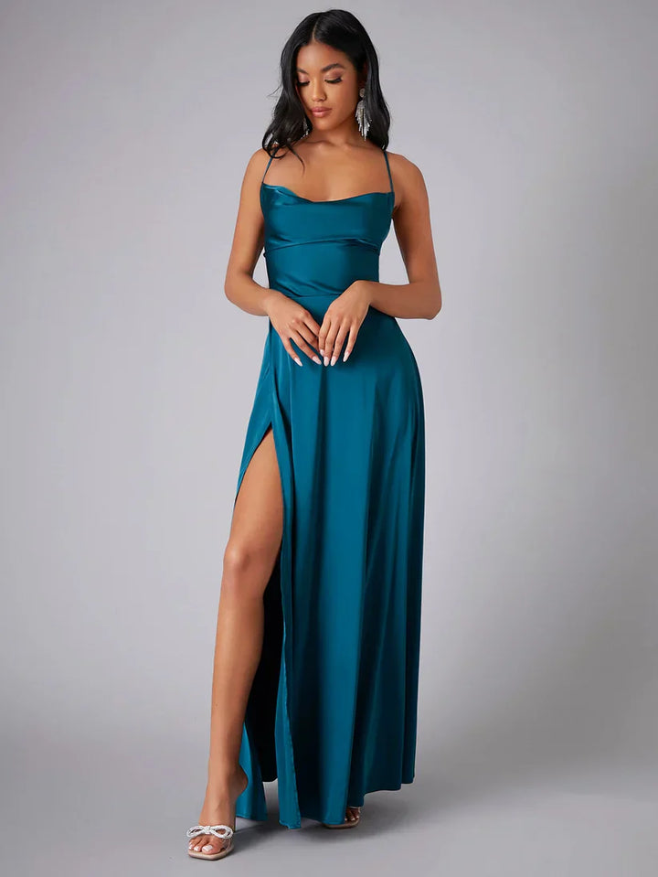 Bella | Satin Split Evening Maxi Dress
