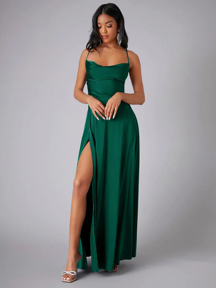 Bella | Satin Split Evening Maxi Dress