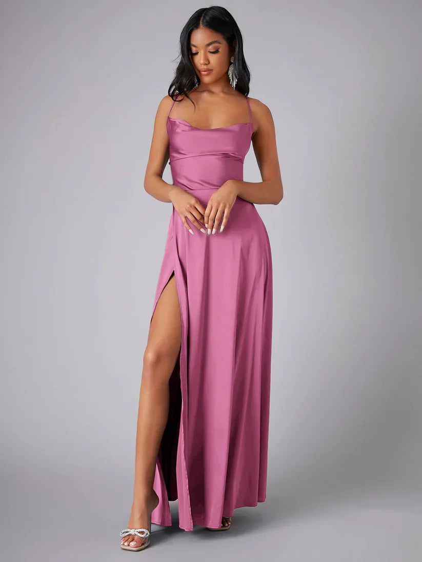 Bella | Satin Split Evening Maxi Dress