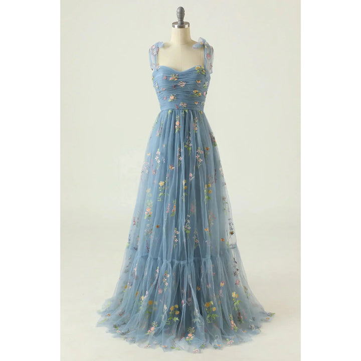 Isabella | Floral Embroidered Tulle Evening Dress