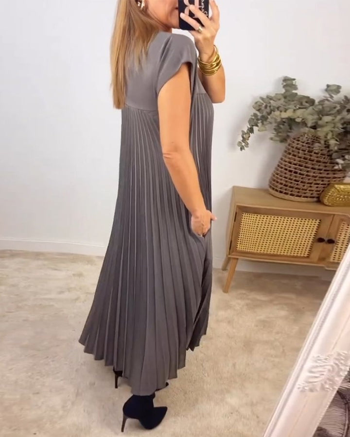 Sophia | Pleated Cap Sleeve Maxi Dress