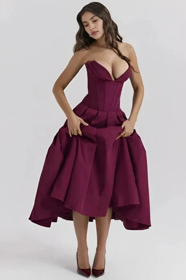 Strapless Corset Midi Dress for Women
