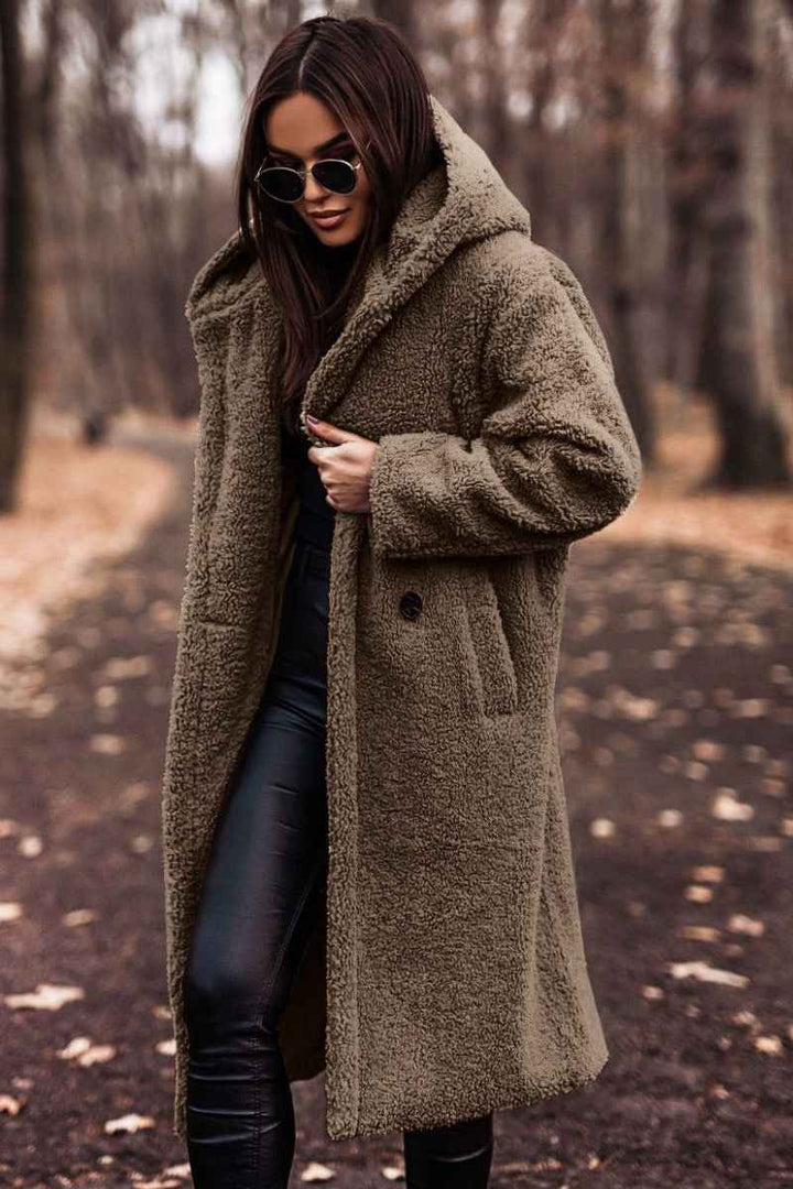 Women's Oversized Wool Teddy Coat with Hood