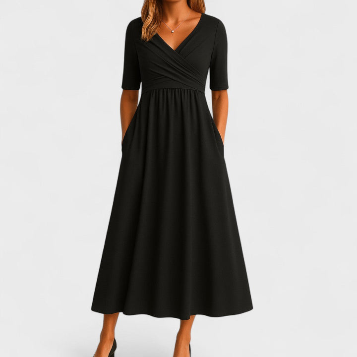 Women's Wrap Front Maxi Dress with Pockets