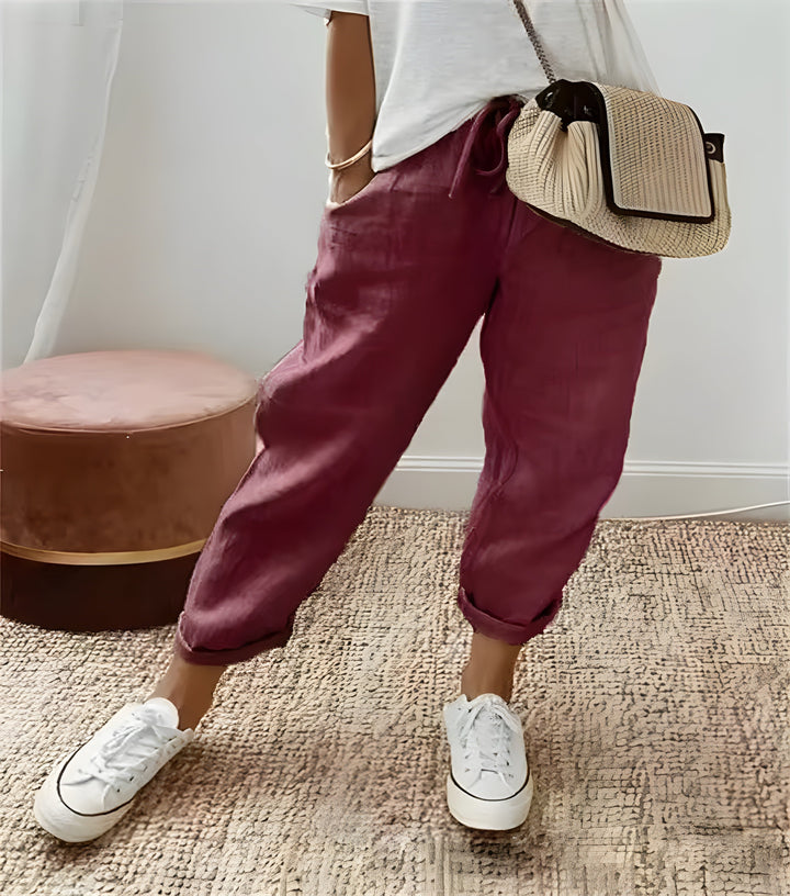 Elara | Relaxed Drawstring Linen Pants