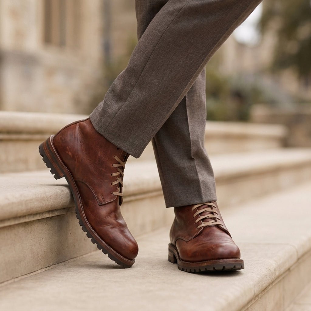 Men's Lace-Up Boots with Chunky Lug Sole