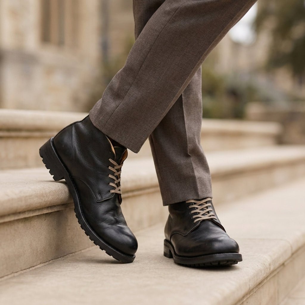 Men's Lace-Up Boots with Chunky Lug Sole