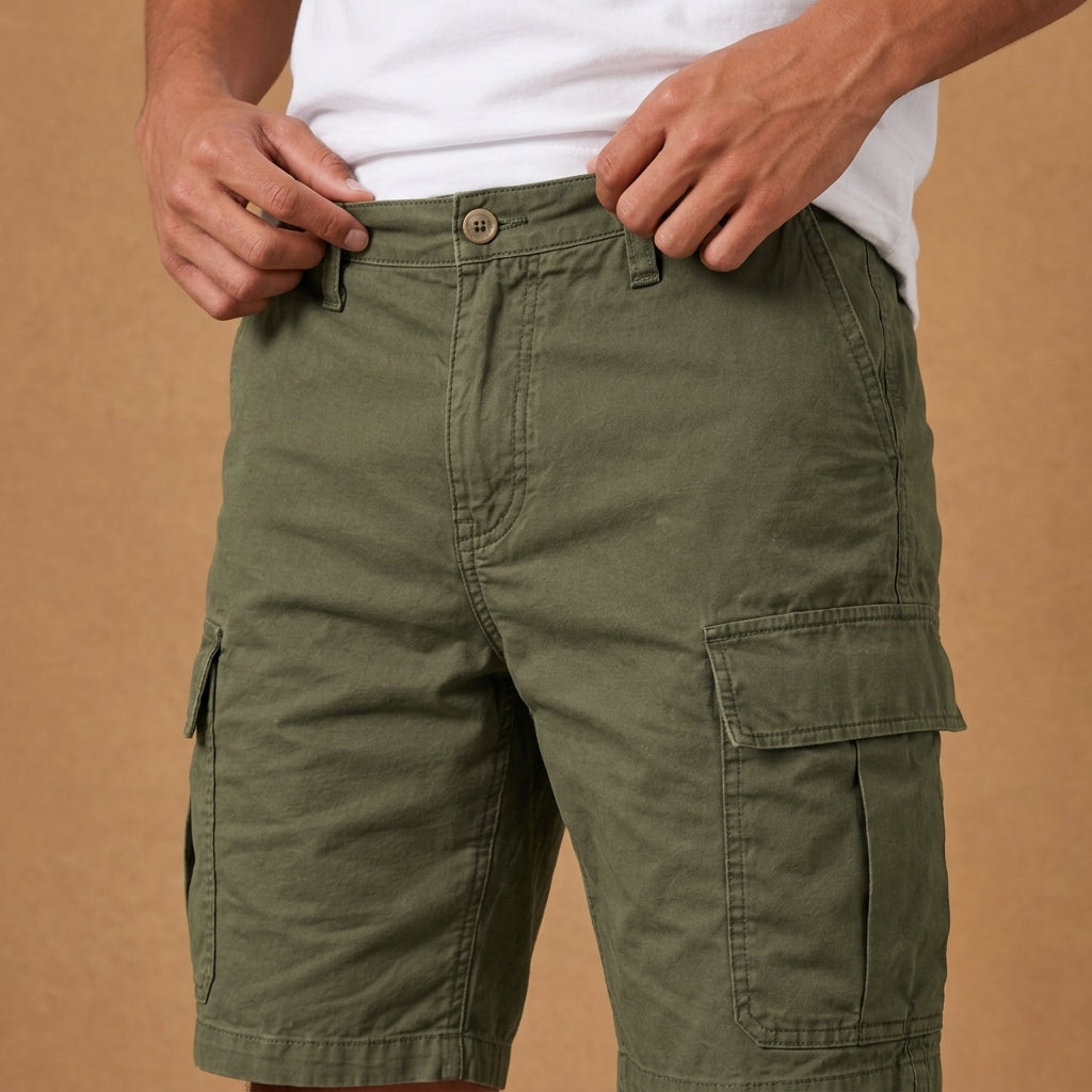 Men's Cotton Cargo Shorts with Flap Pockets