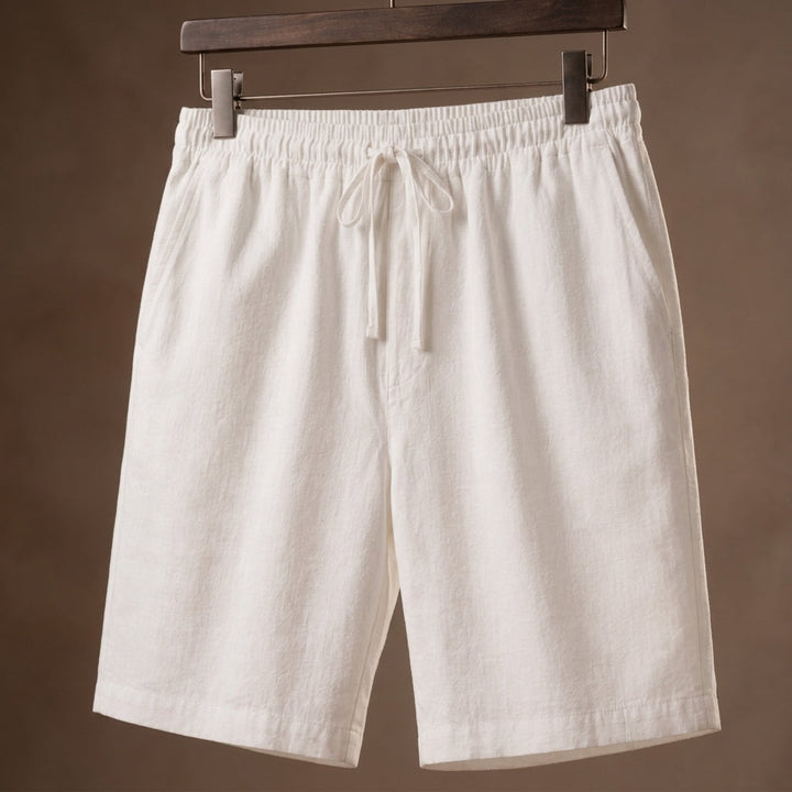 Men's Linen Drawstring Shorts with Elastic Waist