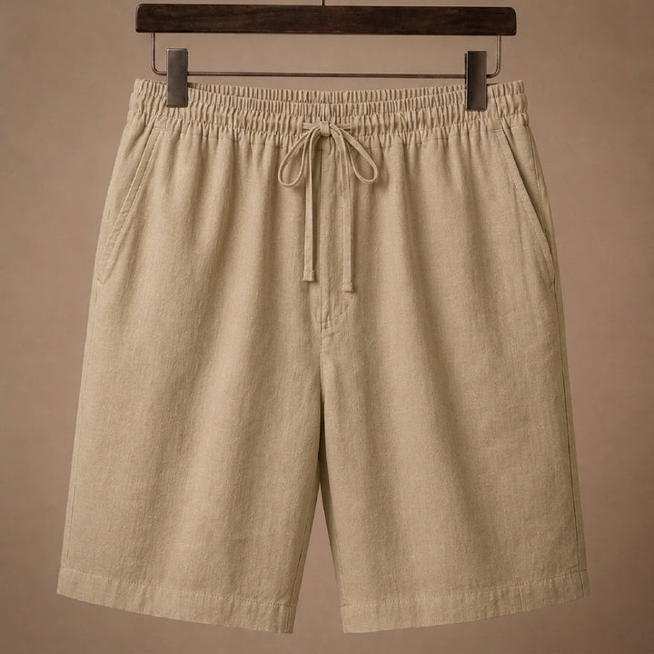 Men's Linen Drawstring Shorts with Elastic Waist