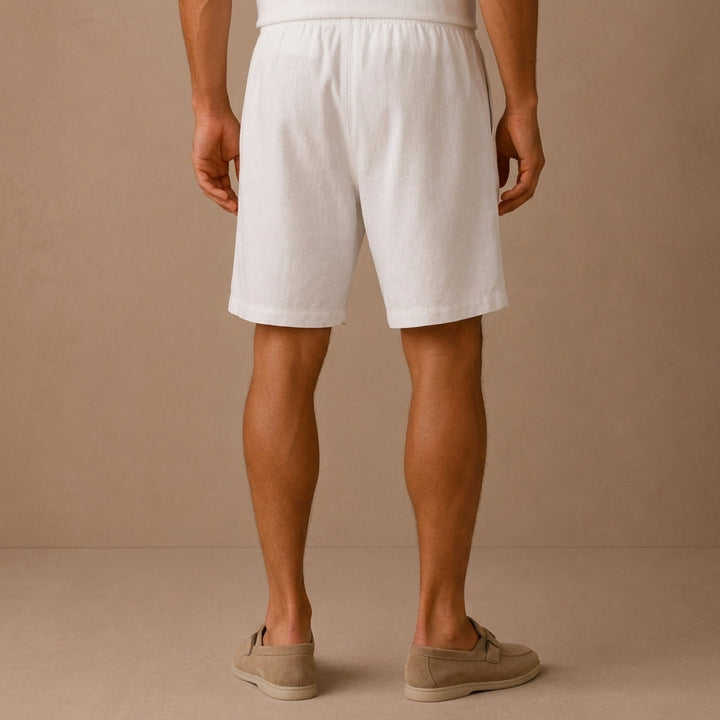 Men's Linen Drawstring Shorts with Elastic Waist