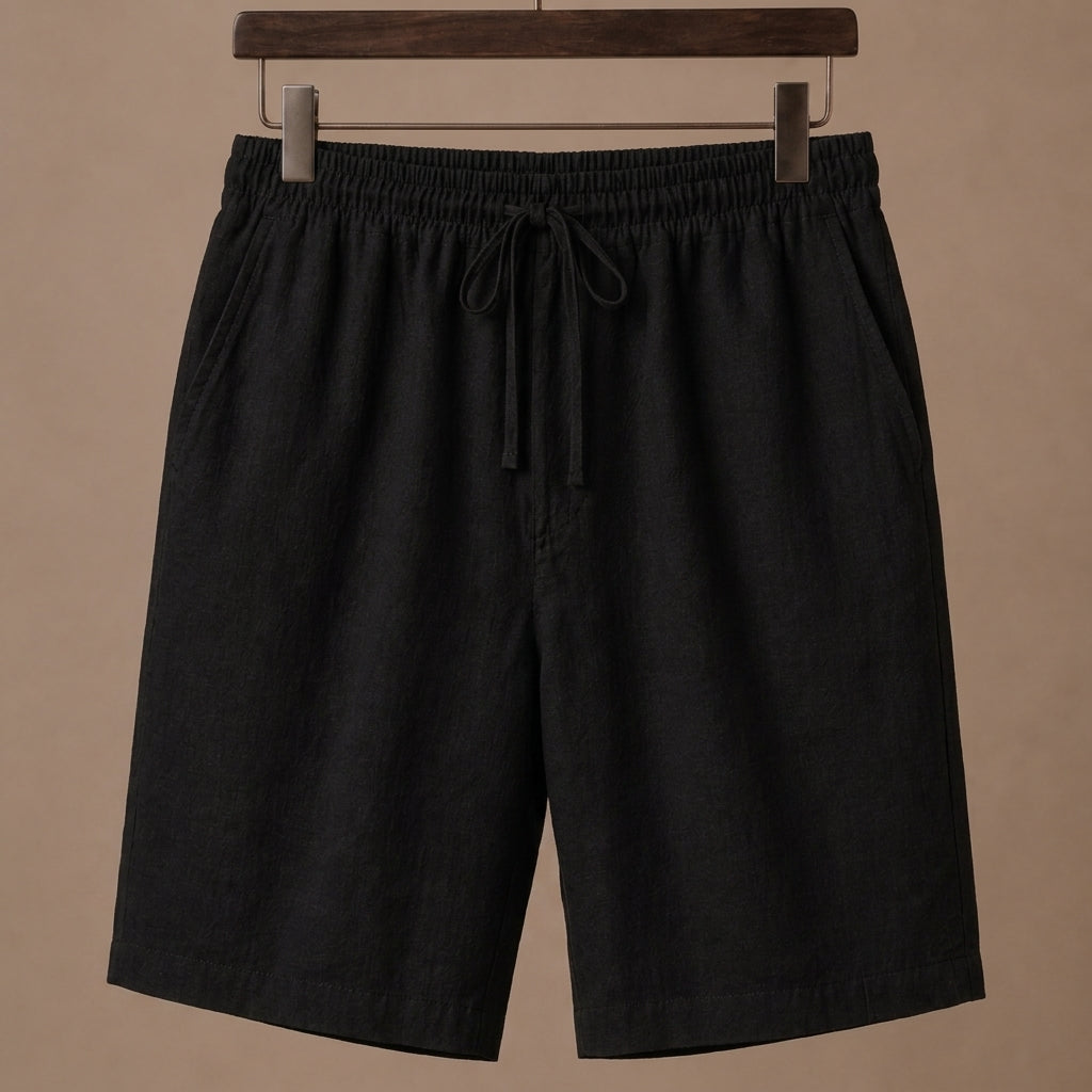 Men's Linen Drawstring Shorts with Elastic Waist