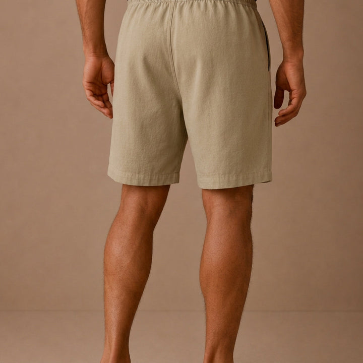 Men's Linen Drawstring Shorts with Elastic Waist