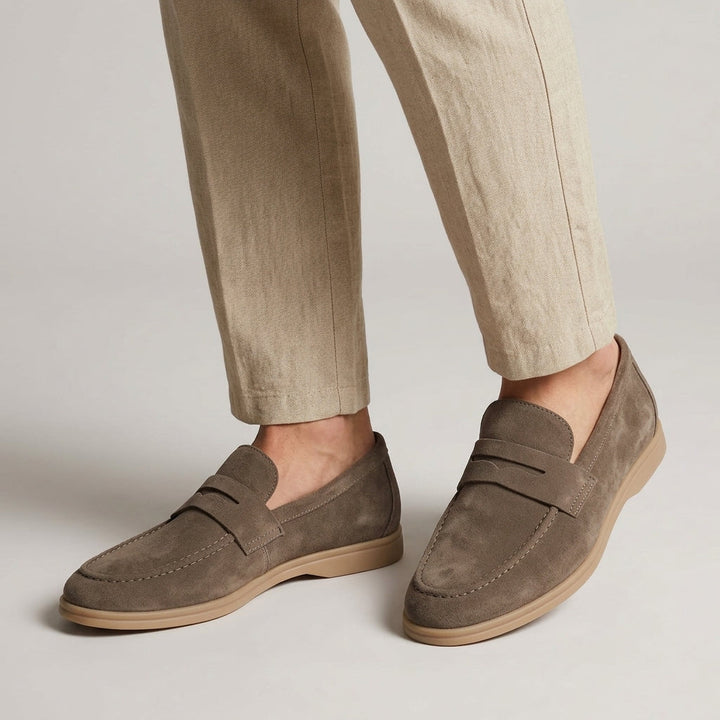 Men's Suede Penny Loafers with Slip-On Design