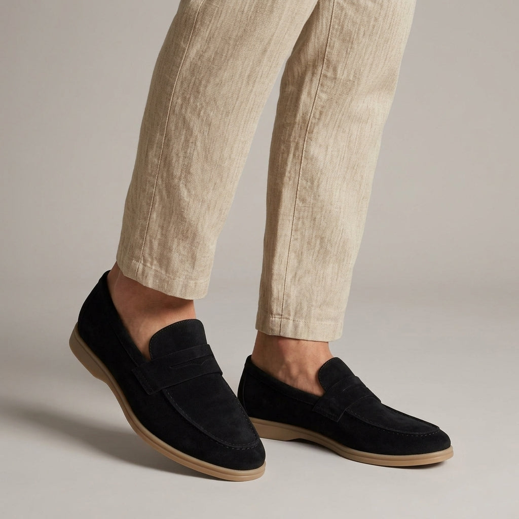Men's Suede Penny Loafers with Slip-On Design
