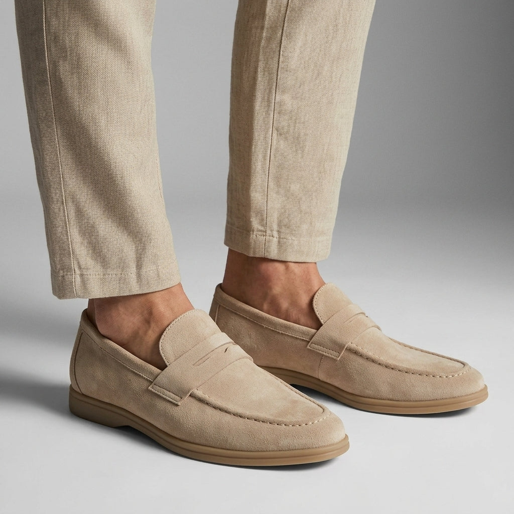 Men's Suede Penny Loafers with Slip-On Design