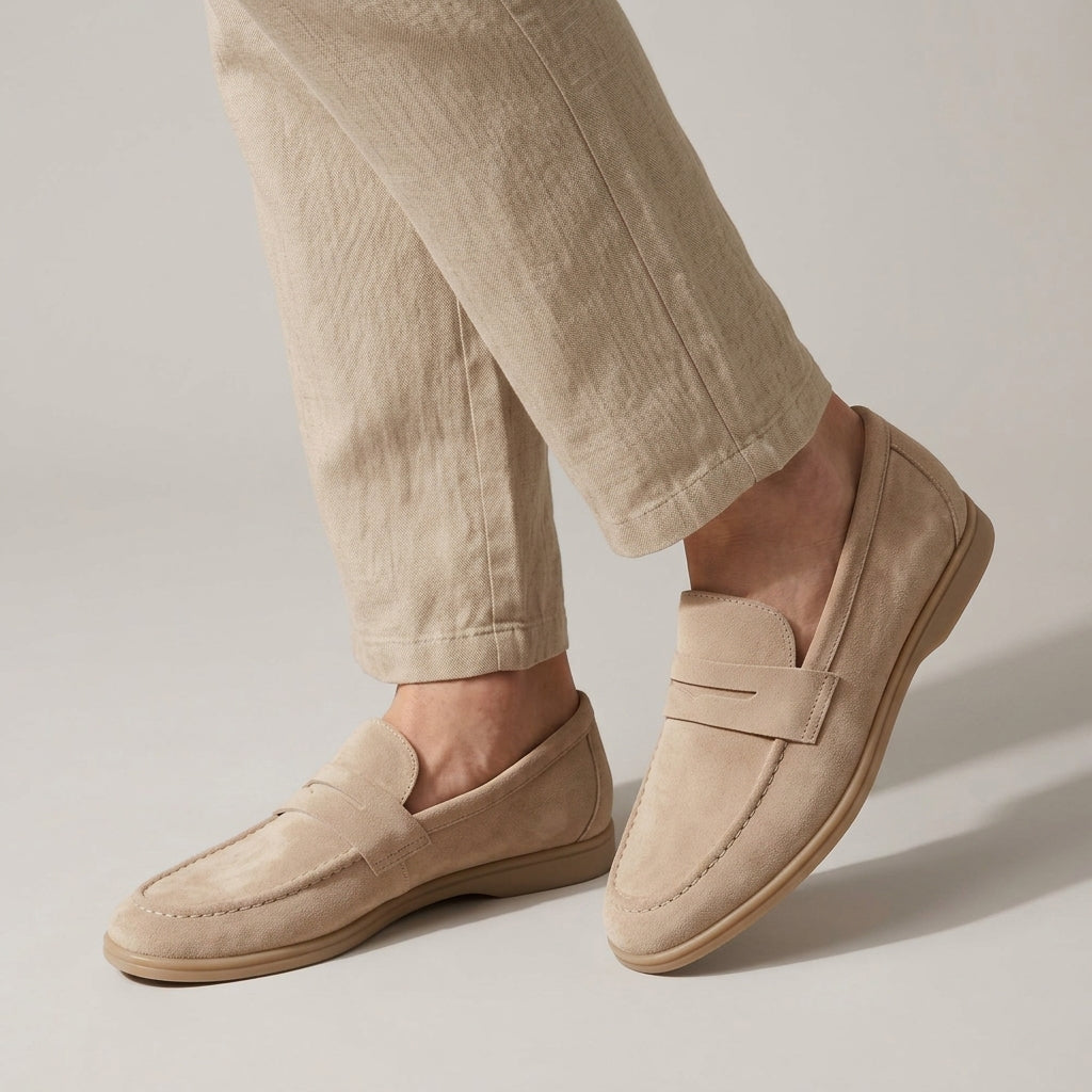 Men's Suede Penny Loafers with Slip-On Design