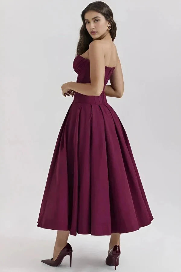 Strapless Corset Midi Dress for Women