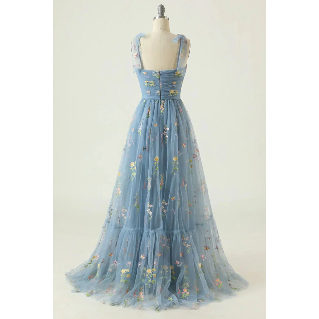 Isabella | Floral Embroidered Tulle Evening Dress