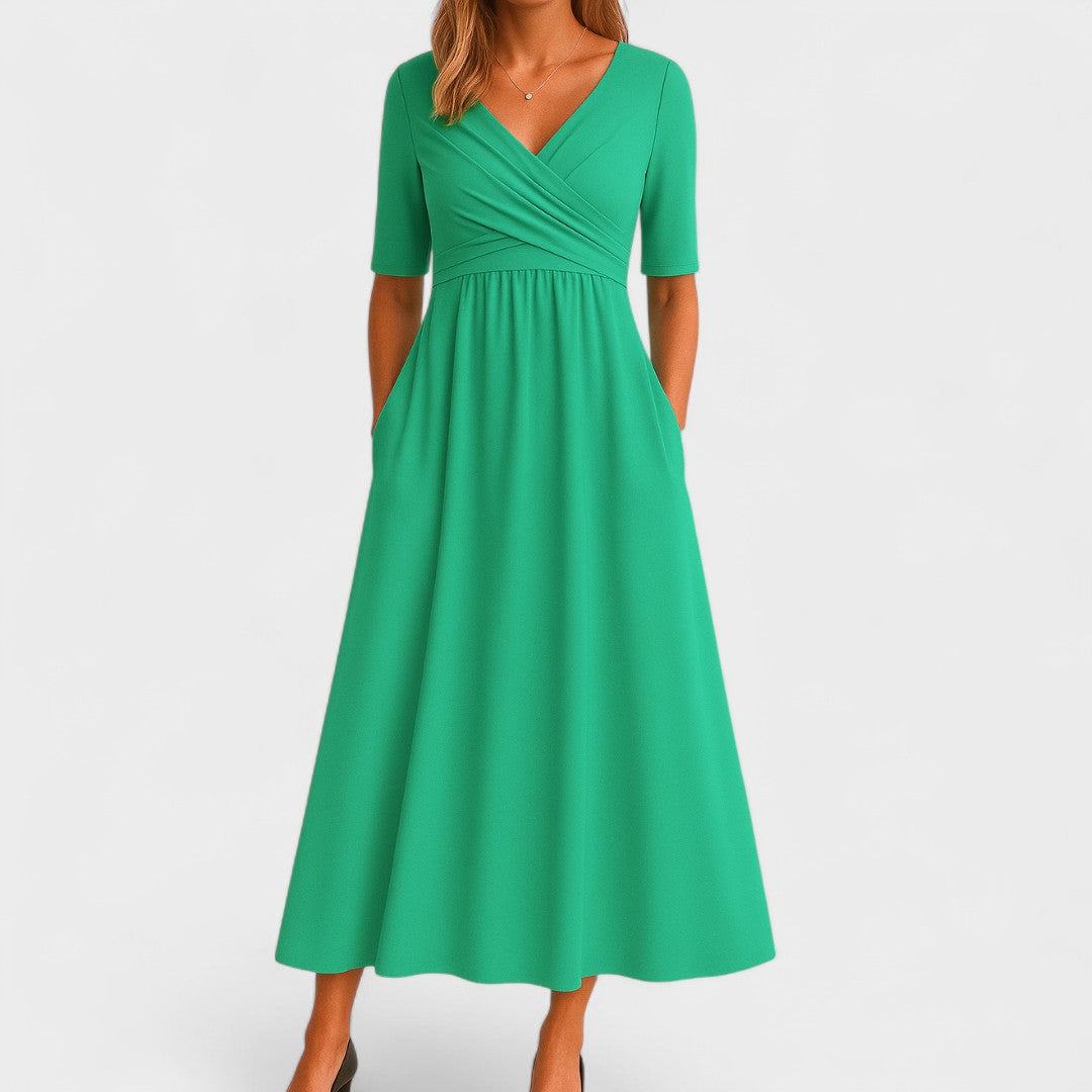 Women's Wrap Front Maxi Dress with Pockets