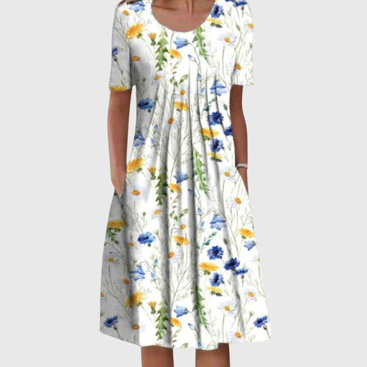 Women's Floral Midi Dress with Side Pockets