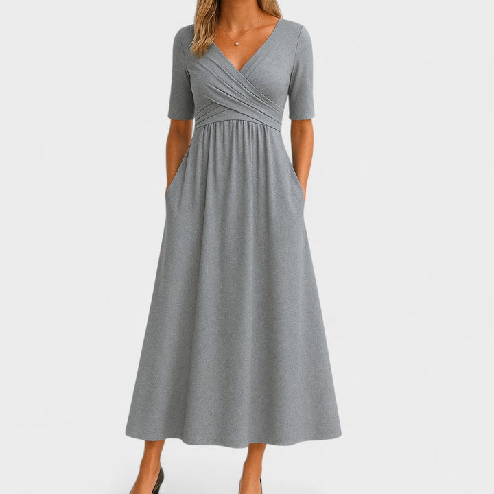 Women's Wrap Front Maxi Dress with Pockets