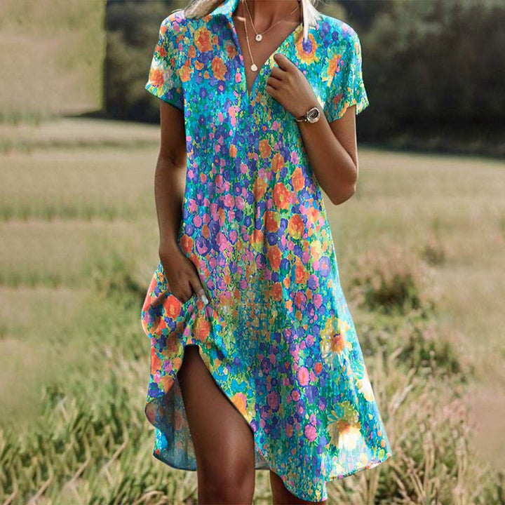 Women's Polka Dot Midi Dress with Side Slit