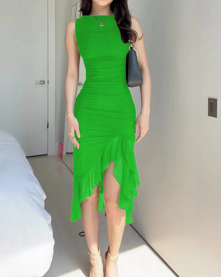 Emilia | Elegant Sleeveless Asymmetric Midi Dress