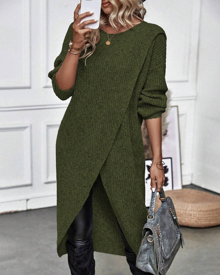 Women's Ribbed Jumper Dress with Side Slit