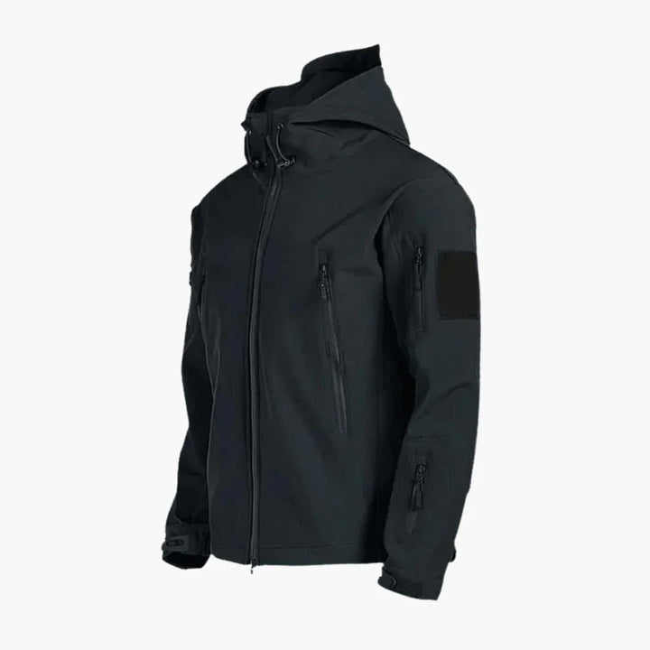 Men's Softshell Tactical Jacket with Multi-Pocket Hood
