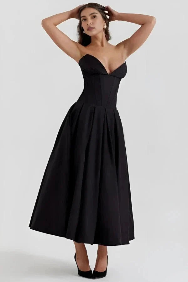 Strapless Corset Midi Dress for Women