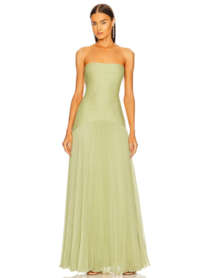 Clara | Formal Pleated Bandeau Maxi Dress
