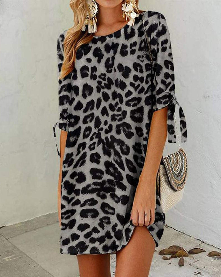 Rebecca | Animal Print Round Neck Cocktail Dress