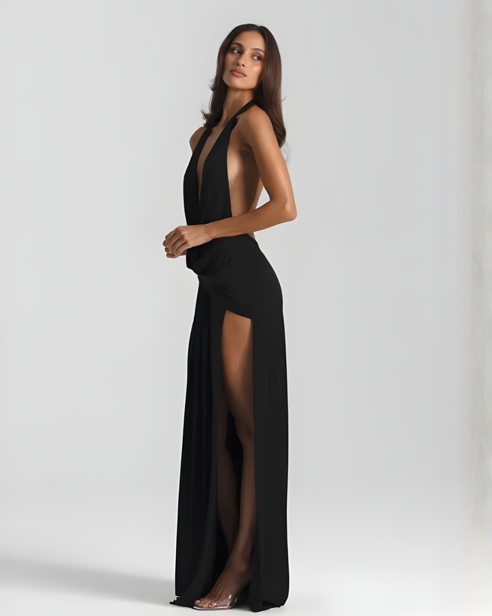 Halter Neck Backless Maxi Dress