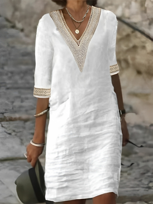 Serena | Lace Trim V-Neck Summer Dress