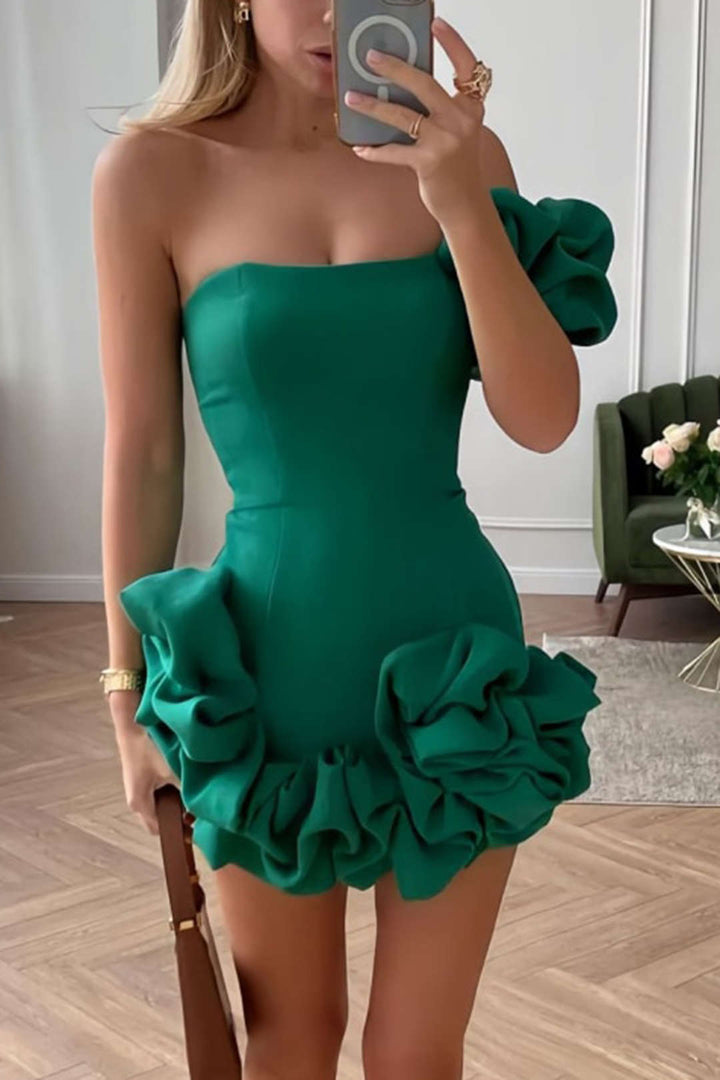 Serena | One Shoulder Bodycon Ruffle Mini Dress