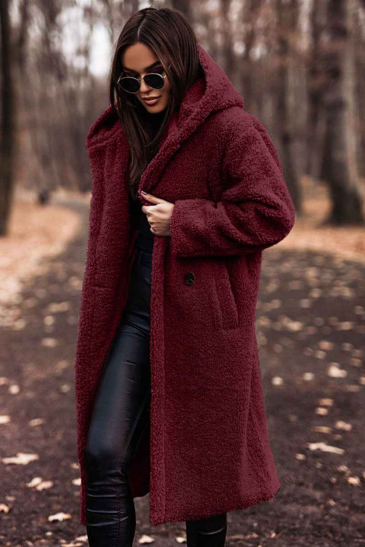 Women's Oversized Wool Teddy Coat with Hood