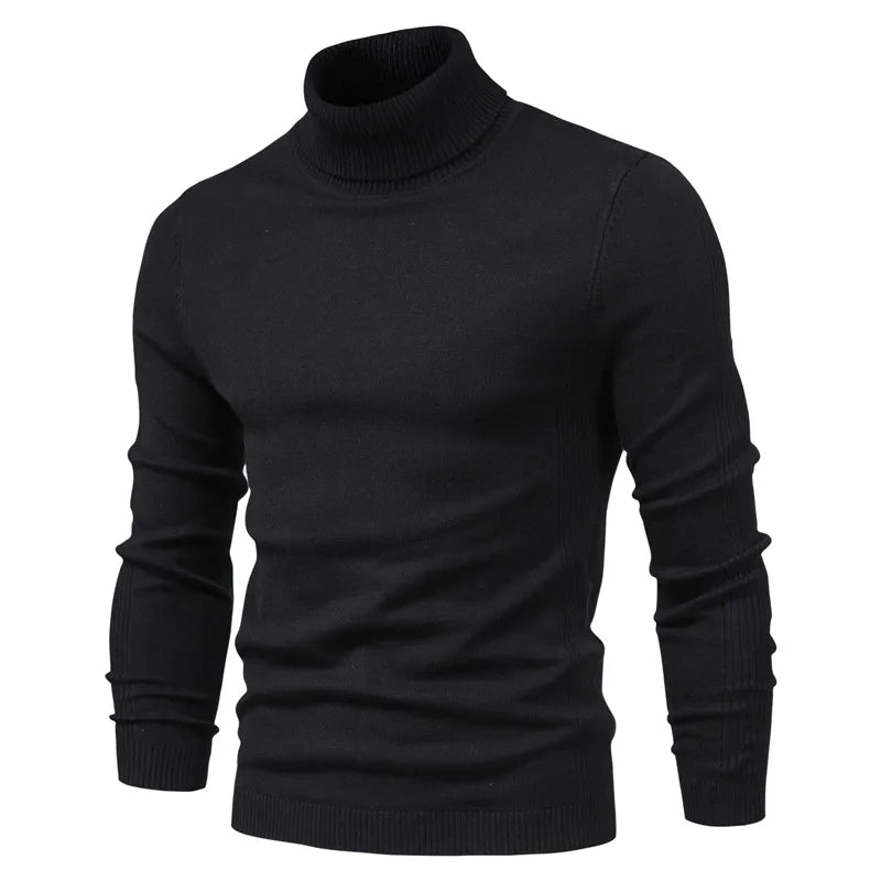 Men's Slim Fit Knit Roll Neck Jumper with Ribbed Cuffs