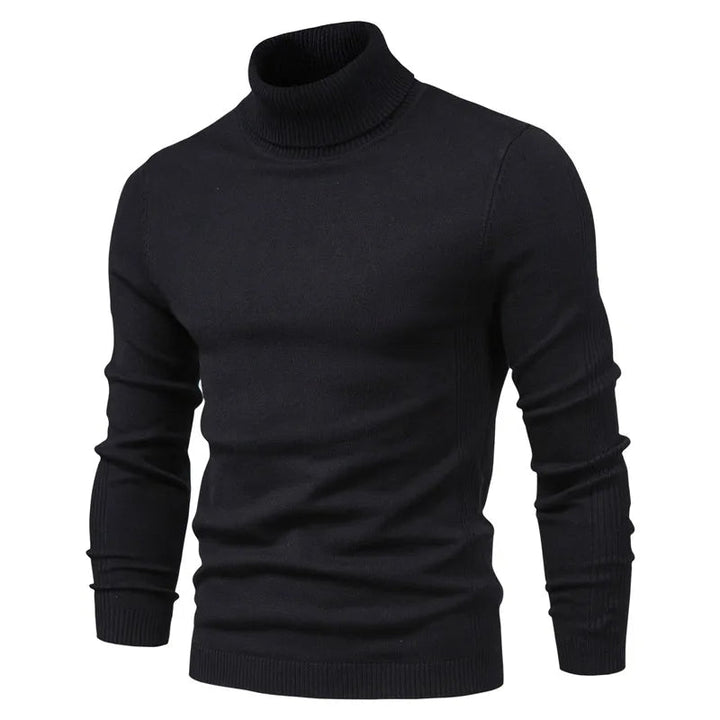 Men's Slim Fit Knit Roll Neck Jumper with Ribbed Cuffs