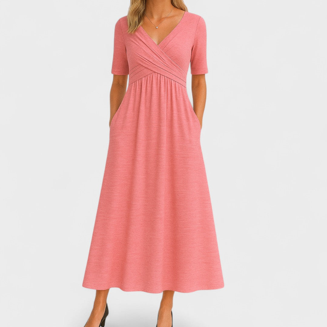 Women's Wrap Front Maxi Dress with Pockets