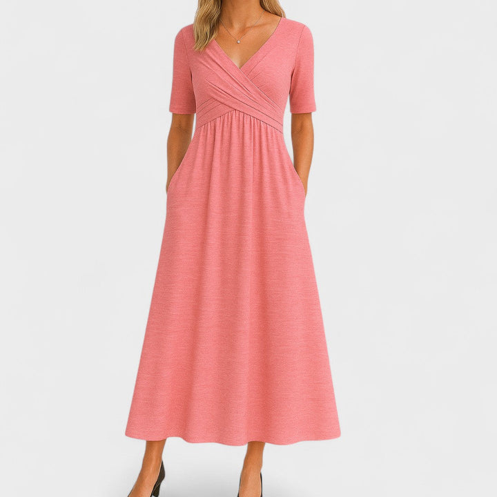 Women's Wrap Front Maxi Dress with Pockets