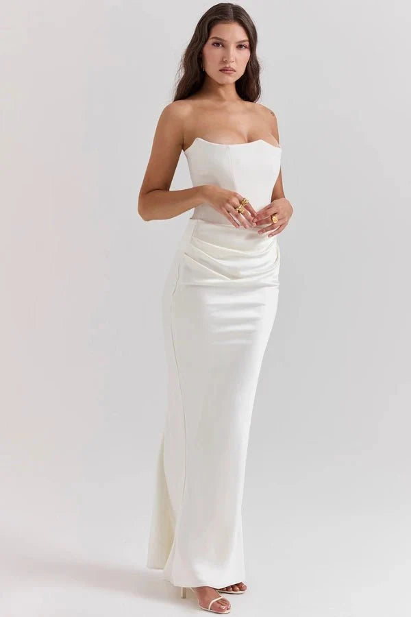 Ruched Strapless Maxi Dress for Women