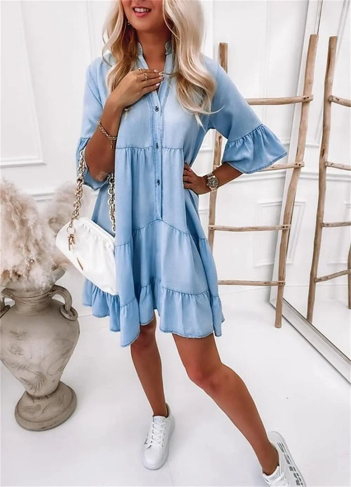 Sophie | Casual Denim Button Front Mini Dress