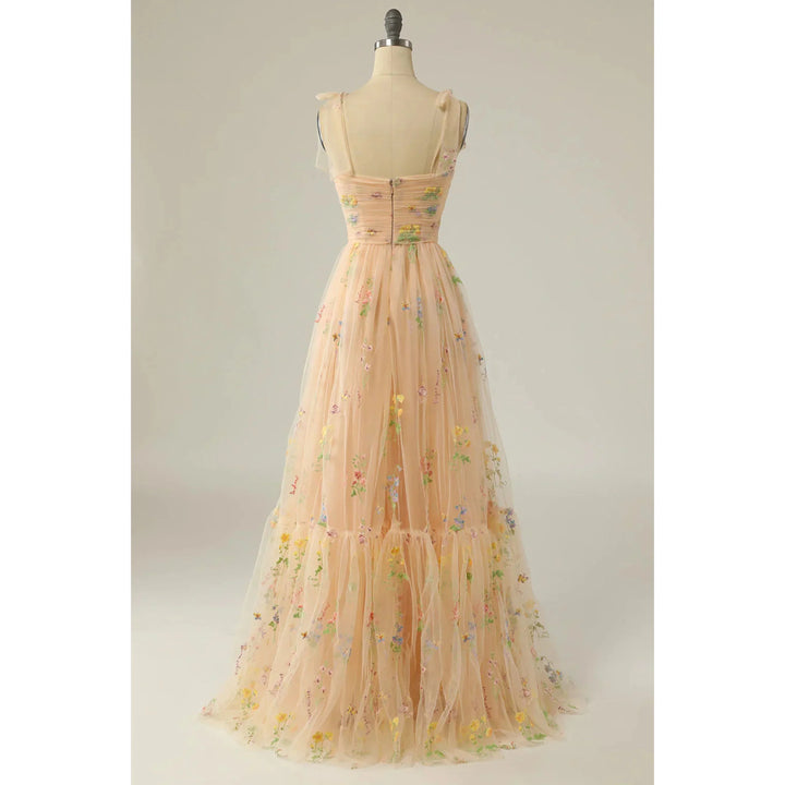Isabella | Floral Embroidered Tulle Evening Dress