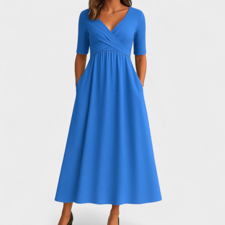 Women's Wrap Front Maxi Dress with Pockets
