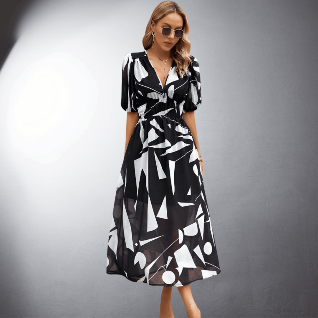 Arabella | Floral Puff Sleeve Midi Dress