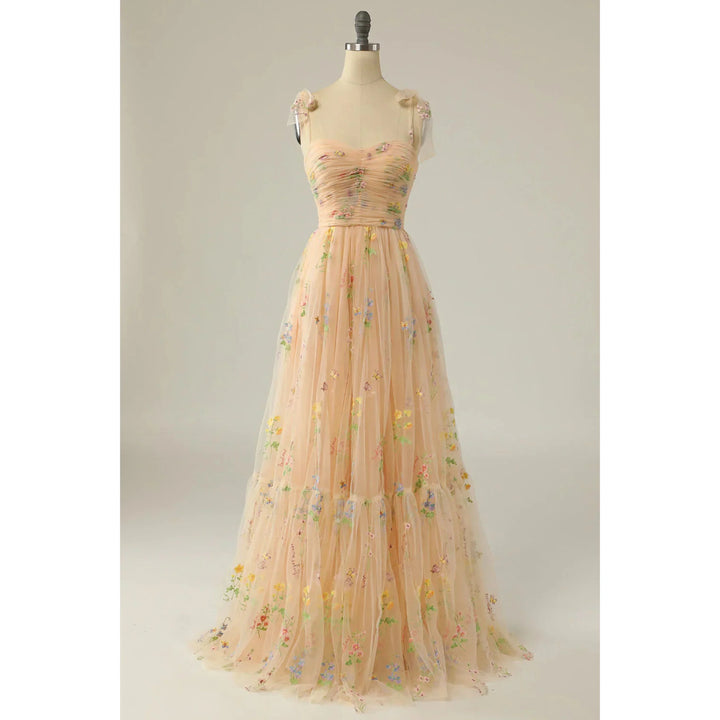 Isabella | Floral Embroidered Tulle Evening Dress